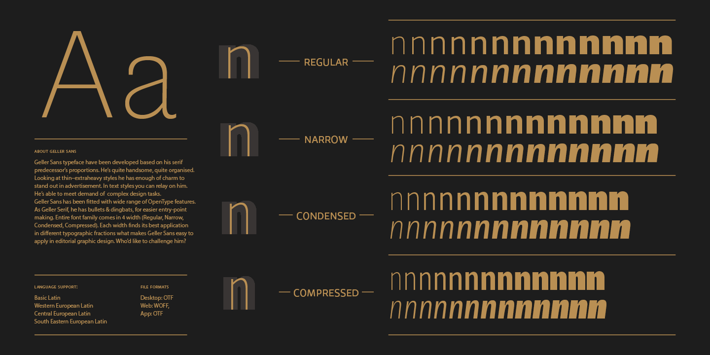 Пример шрифта Geller Sans Cn SemiBold Italic